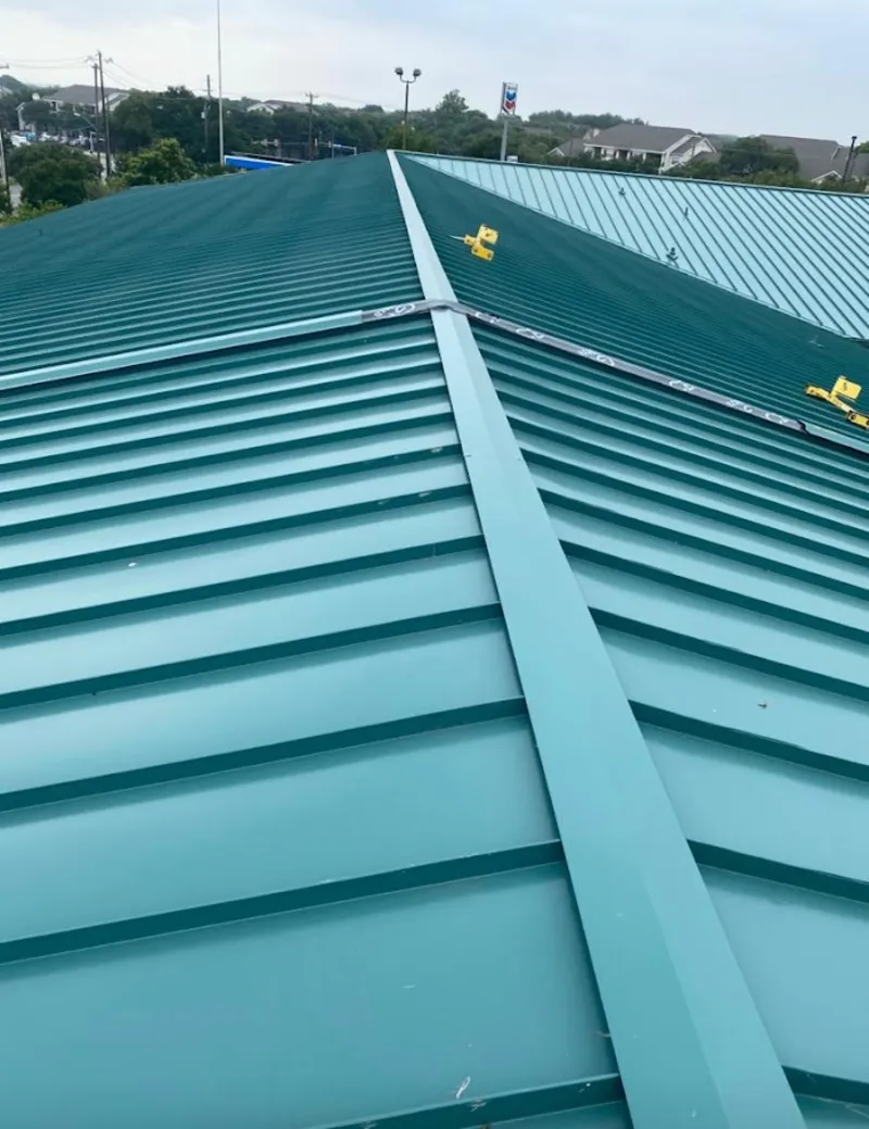 Green commercial metal roof ridge and valley for Metal Roof Repair in Pevely